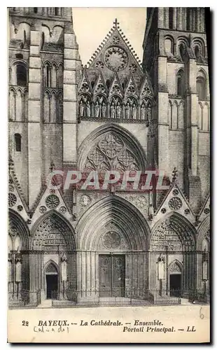 Cartes postales Bayeux La Cathedrale Ensemble Portail Principal