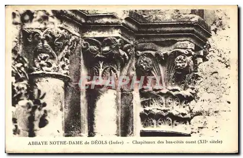 Cartes postales Abbaye Notre dame de Deols Indre Chapiteaux des bas cote ouest