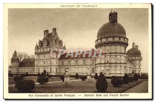 Cartes postales Chateau de Valencay Vue d'ensemble et Jardin Francais