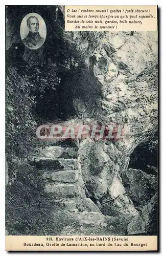 Cartes postales Environs d'Aix les Bains Savoie Bordeau Grotte de Lamartine au bord du Lac du Bourget