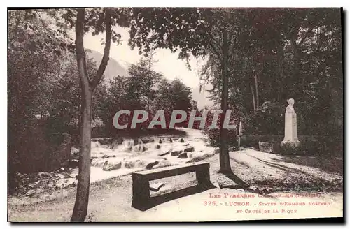 Cartes postales Luchon Statue d'Edmond Rostand et Crute de la Pique