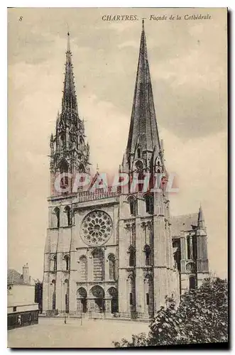 Cartes postales Chartres Facade de la Cathedrale