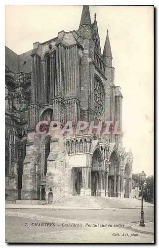 Cartes postales Chartres Cathedrale Portail sud en entier