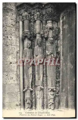 Ansichtskarte AK Cathedrale de Chartres Pilastres du Portail Royal