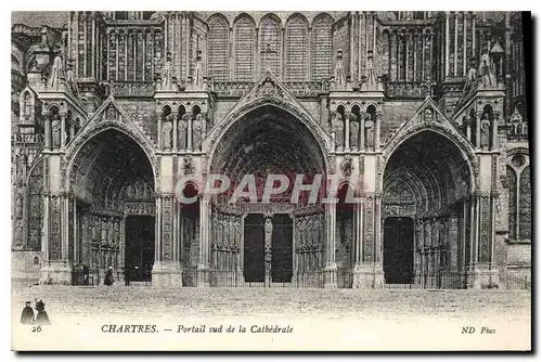 Cartes postales Chartres Portail sud de la Cathedrale