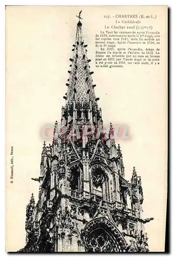Ansichtskarte AK Chartres E et L La Cathedrale le Clocher neuf