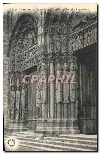 Cartes postales Chartres Cathedrale Portail occidental les statue