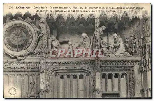 Cartes postales Chartres Cathedrale le Tour de Choeur Horloge