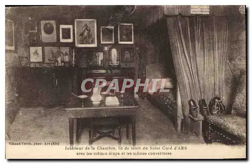 Cartes postales Interieur de la Chambre lit de mort du Saint Cure d'Ars avec les memes draps et les memes couver