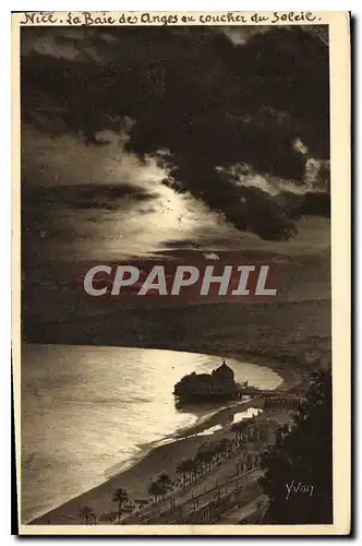 Cartes postales La Douce France Cote d'Azur Nice Alpes Maritimes la Baie des Anges au Coucher du Soleil