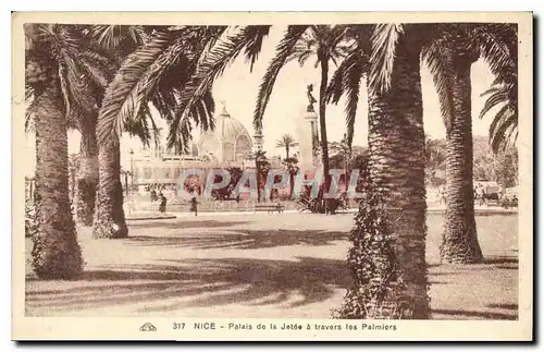 Cartes postales Nice Palais de la Jetee a travers les Palmiers