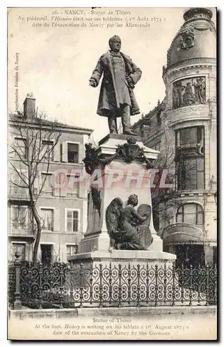 Ansichtskarte AK La Lorraine illustree Nancy Statue de Thiers au piedestal l'Histoire ecrit sur ses tablettes 1er