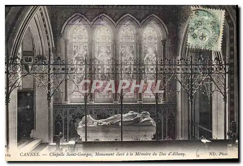 Cartes postales Cannes Chapelle Saint Georges monument eleve a la Memoire du Duc d'Albany