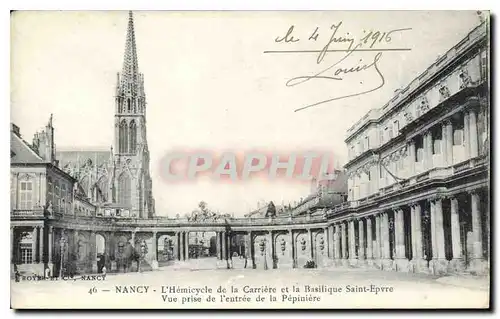 Ansichtskarte AK Nancy L'Hemicycle de la Carriere et la Basilique Saint Epvre vue prise de l'entree de la Pepinie