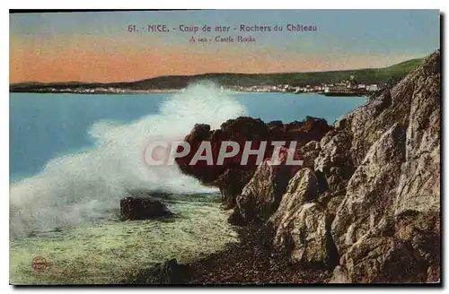 Cartes postales Nice Coup de mer Rochers du Chateau