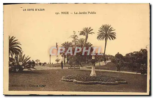 Cartes postales La Cote d'Azur Nice Le Jardin Public