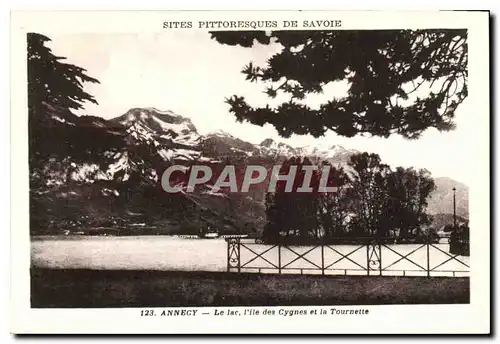 Cartes postales Sites Pittoresque de Savoie Annecy le Lac l'Ile des Cygnes et la Tournette