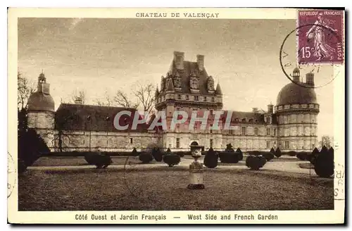 Cartes postales Chateau de Valencay cote Ouest et Jardin Francais