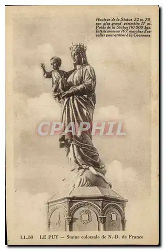 Cartes postales Le Puy Statue Colossale de N d de France