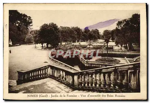 Ansichtskarte AK Nimes Gard Jardin de la Fontaine vue d'ensemble des Bains Romains