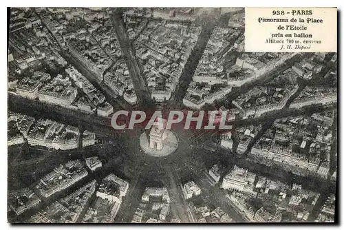 Cartes postales Paris Panorama de la Place de l'Etoile pris en ballon