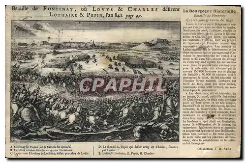 Cartes postales Baraille de Fontenay ou Lovys et Charles Lothaire et Pepin