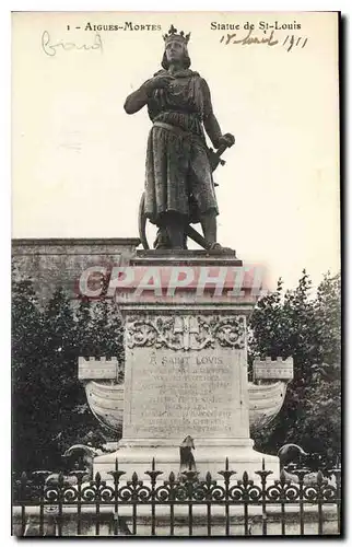 Cartes postales Aigues Mortes Statue de St Louis