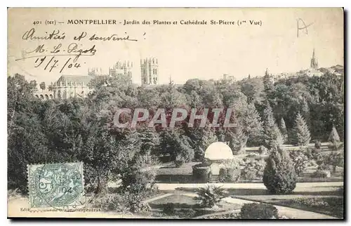 Cartes postales Montpellier Jardin des Plantes et Cathedrale St Pierre
