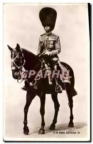 Cartes postales HM King George VI Cheval Militaria