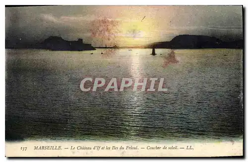 Ansichtskarte AK Marseille Le Chateau d'If et les Iles du Frioul Coucher de soleil