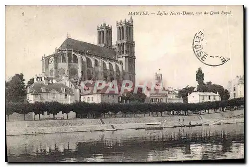 Cartes postales Mantes Eglise Notre Dame vue du Quai Fayot