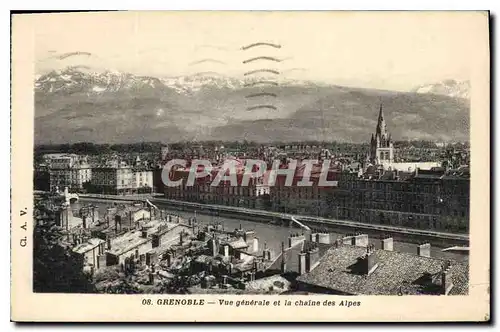 Cartes postales Grenoble Vue generale et la chaine des Alpes