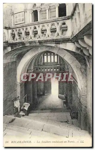 Ansichtskarte AK Rocamadour Les Escaliers conduisant au Parvis