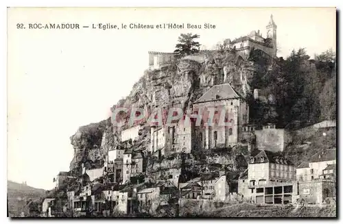 Cartes postales Rocamadour L'Eglise le Chateau et l'Hotel Beau Site