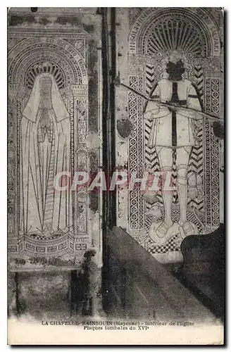 Cartes postales La Chapelle Rainsouin Mayenne Interieur de l'Eglise Plaques tombales du XVI