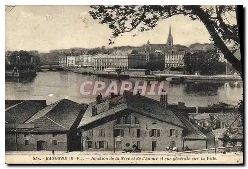 Cartes postales Bayonne Junction de la Nice et de l'Adour et vue generale sur la Ville