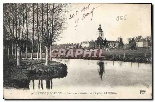 Ansichtskarte AK Nogent le Rotrou Vue sur l'Huisne et l'Eglise St Hilaire