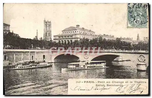 Ansichtskarte AK Paris Pont au Change et le Theatre Sarah Bernhardt