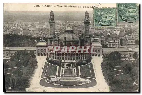 Cartes postales Paris Vue Generale du Trocadero