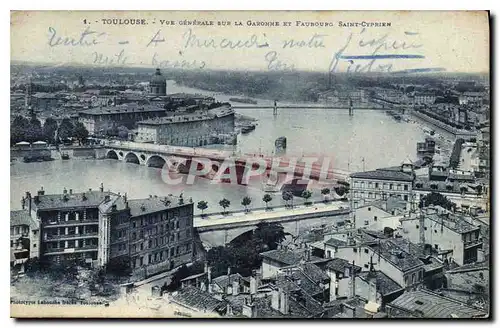 Cartes postales Toulouse Vue Generale sur La Garonne et Faubourg Saint Cyprien