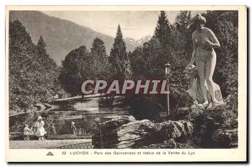 Cartes postales Luchon Parc des Quinconces et Statue de la Vallee du Lys