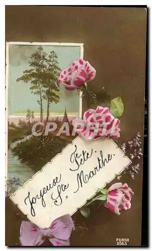 Cartes postales Joyeuse Fete Ste Marthe Fleurs