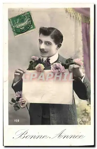 Cartes postales Bonne Annee Homme Fleurs