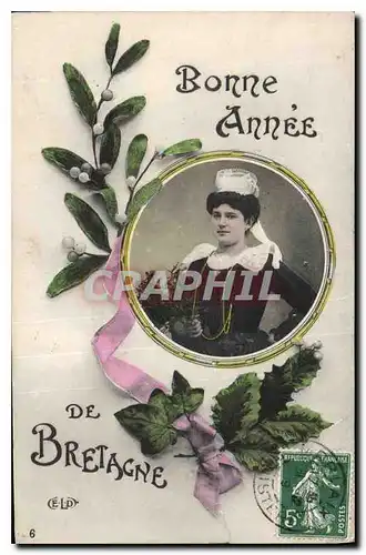 Cartes postales Bonne Annee de Bretagne Folklore