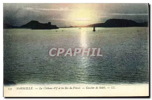 Ansichtskarte AK Marseille Le Chateau d'If et les Iles du Frioul Coucher de Soleil