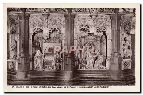 Cartes postales Eglise de Brou Retable des Sept Joies de la Vierge L'Annonciation et le Visitation