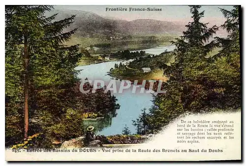 Cartes postales Frontiere France Suisse Environs des Bassins du Doubs Vue prise de la Route des Brenets au Saut