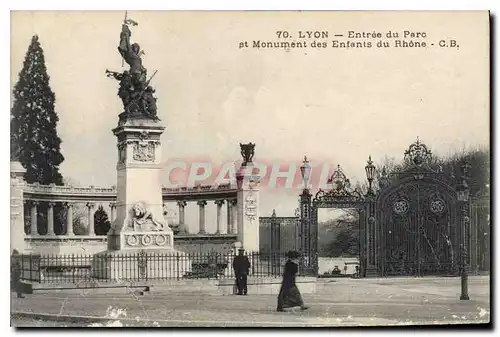 Cartes postales Lyon Entree du Parc et Monument des Enfants du Rhone