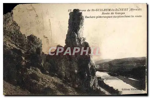 Cartes postales Environs de St Guilhem le Desert Herault route de Ganges Rochers Pittoresque surplombant la rout