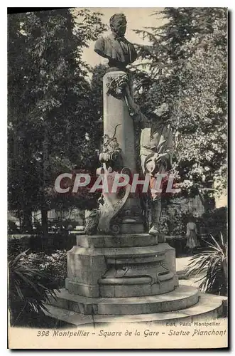 Cartes postales Montpellier Square de la Gare Statue Planchont